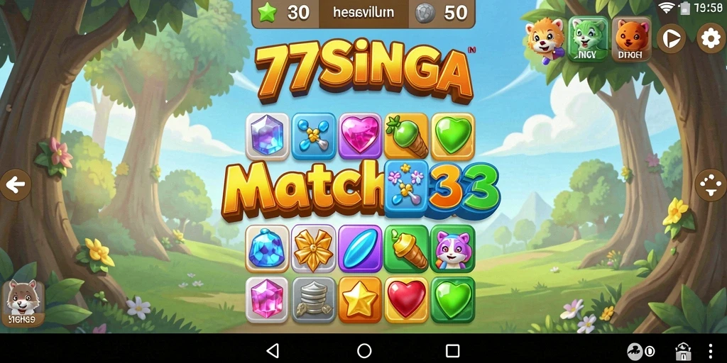 Tampilan gameplay seru dari 77SINGA dalam kategori Match-3.