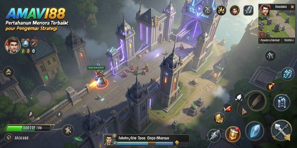Tampilan gameplay menara pertahanan yang mendebarkan di AMAVI88.
