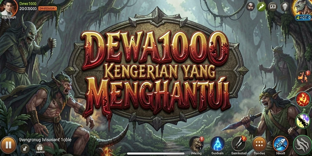 Gameplay seram DEWA1000 dengan suasana kegelapan yang menegangkan.