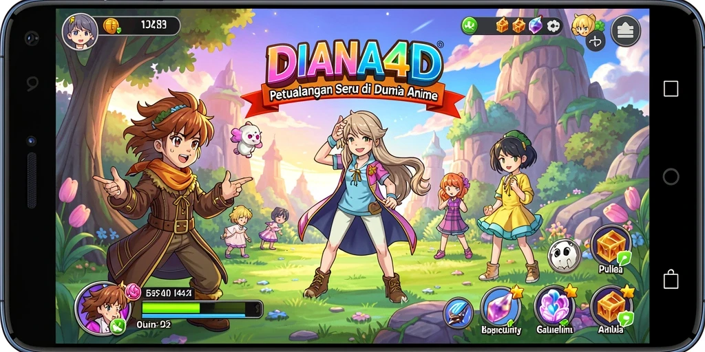 Screenshot gameplay seru DIANA4D yang menunjukkan aksi karakter Anime.