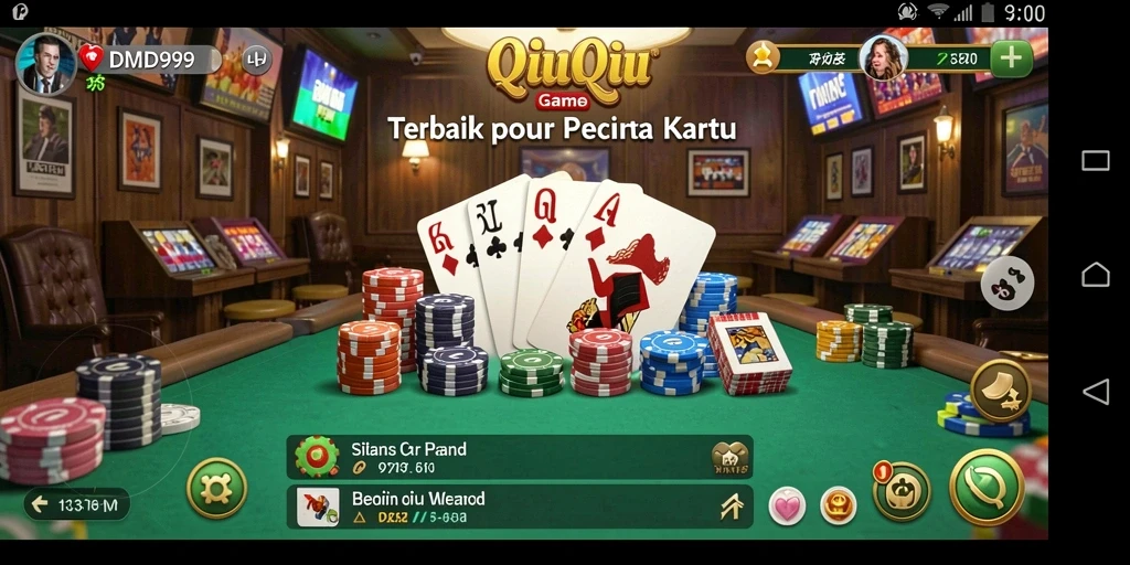 Tampilan gameplay seru DMD999 dengan kartu QiuQiu.
