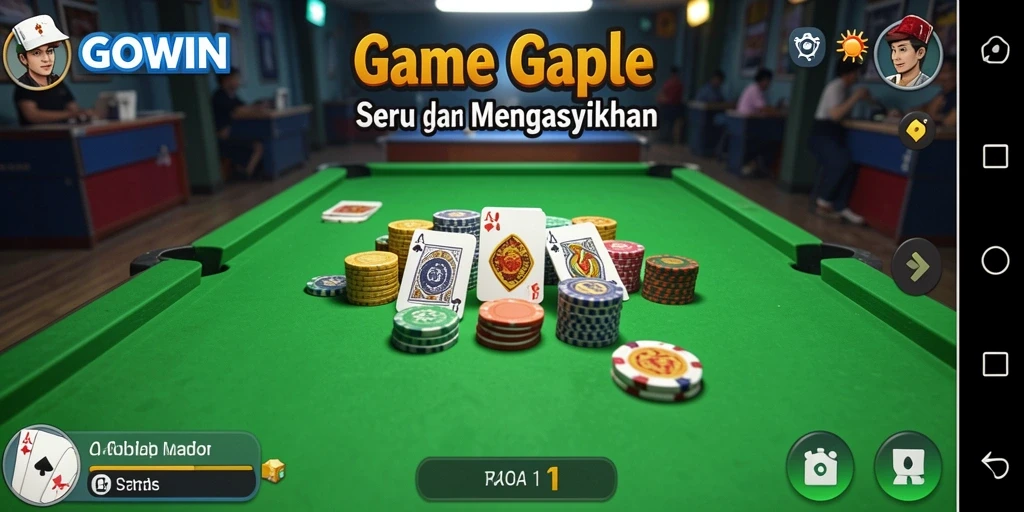 Tampilan gameplay GOWIN yang seru dan interaktif dalam permainan Gaple.
