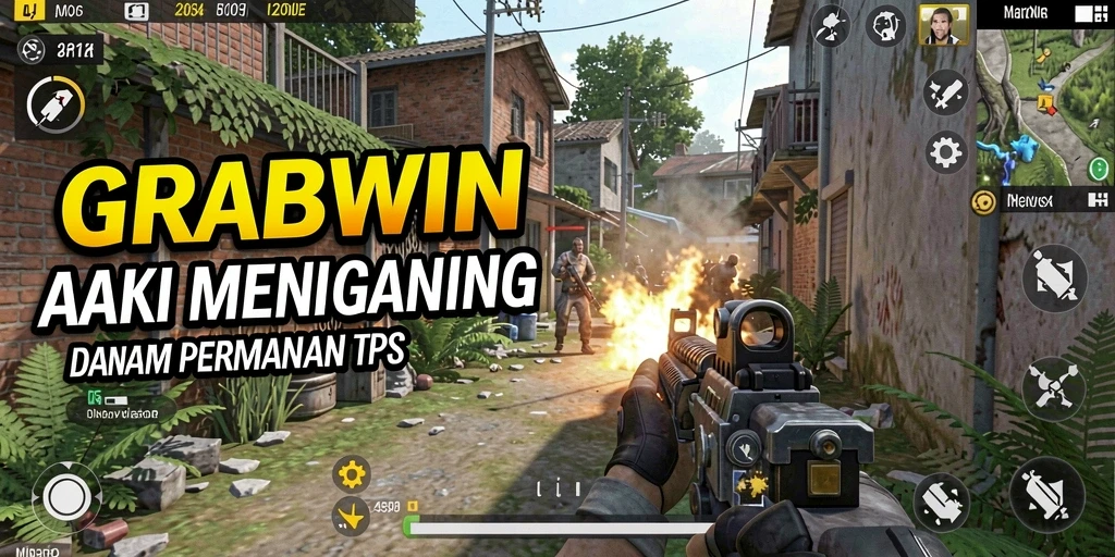 Tampilan gameplay GRABWIN yang menegangkan dalam aksi TPS.