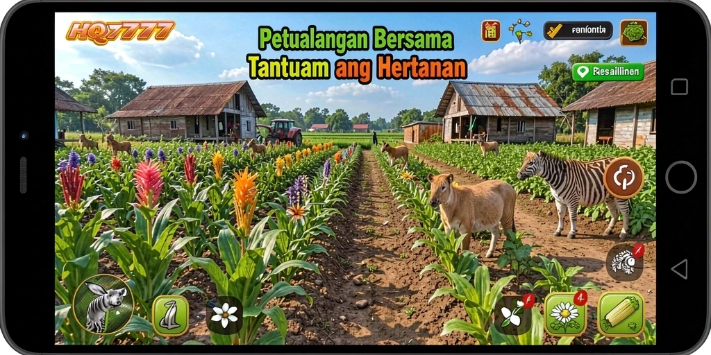 Tangkapan layar HQ777 menampilkan gameplay seru dalam mengelola pertanian.