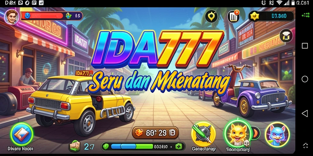 Tampilan gameplay seru IDA777 dengan grafis warna-warni dan tantangan menarik.