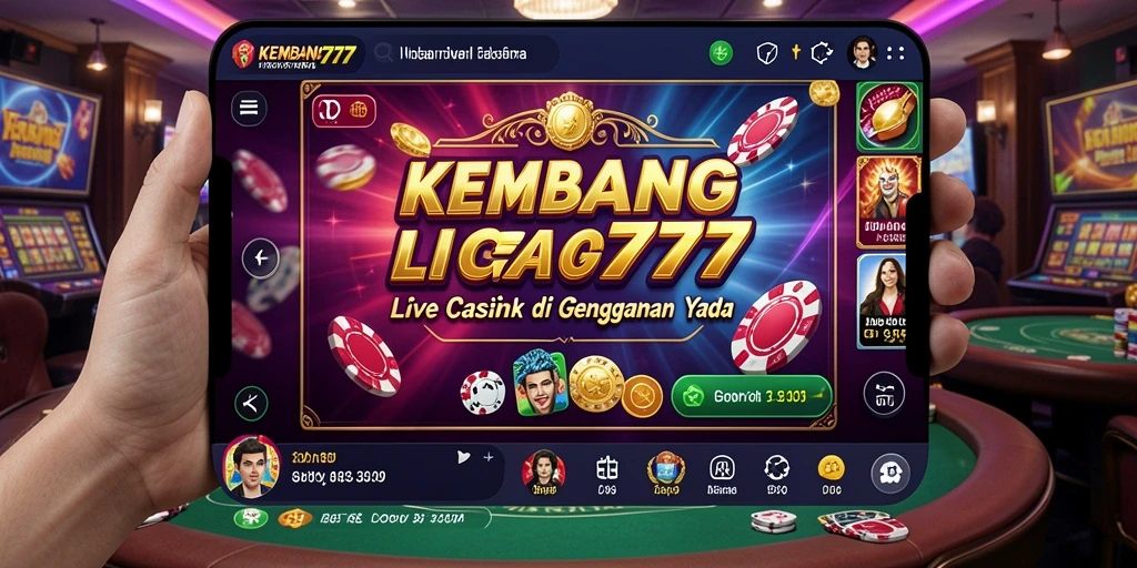 Tampilan gameplay KEMBANG777 dengan dealer profesional dan interaksi pemain.
