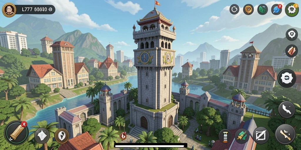 Tampilan gameplay L777 menunjukkan strategi menara pertahanan yang menantang.