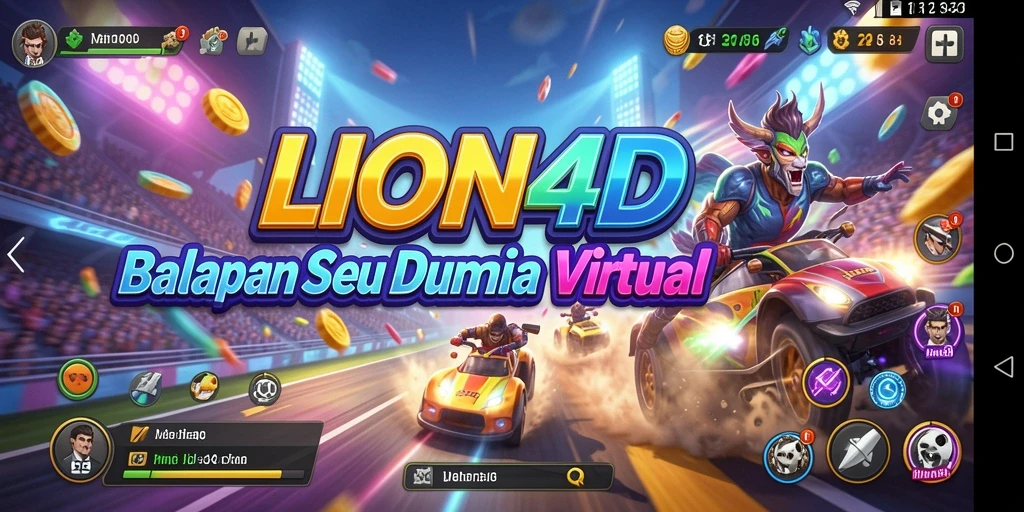 Screenshot gameplay LION4D saat balapan seru di trek.