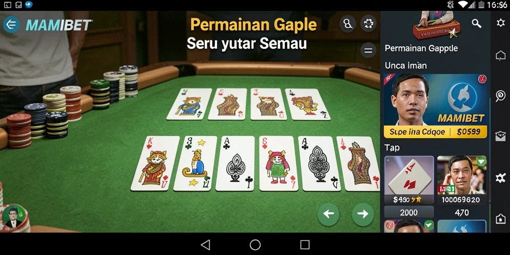 Tampilan gameplay Gaple yang seru di MAMIBET.