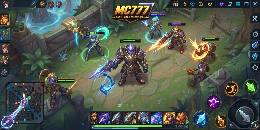 Tampilan gameplay <strong>MC777</strong> yang menampilkan pertarungan seru antara tim.