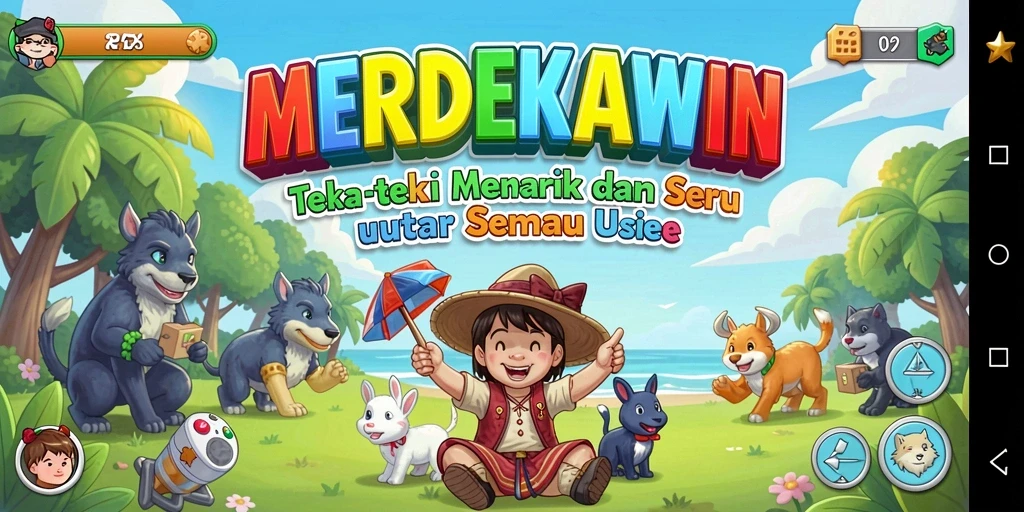 Tangkapan layar gameplay MERDEKAWIN yang menunjukkan teka-teki menantang.