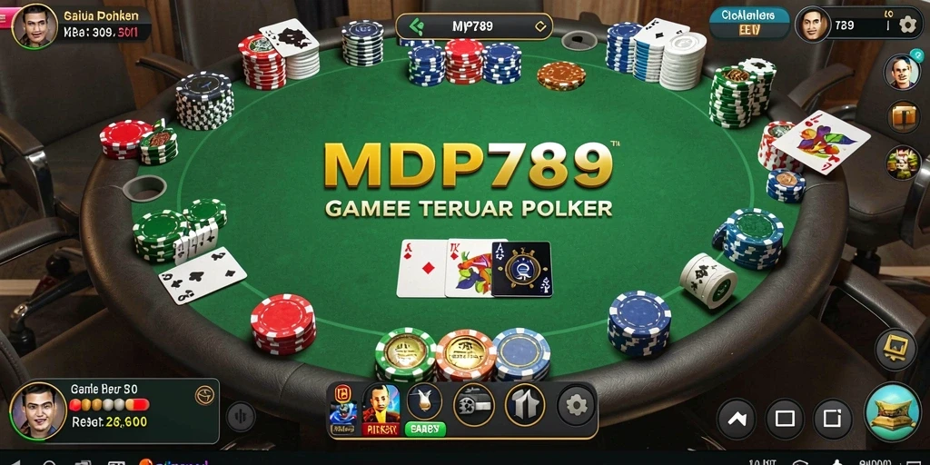 Tampilan utama gameplay Poker yang seru dan menantang.