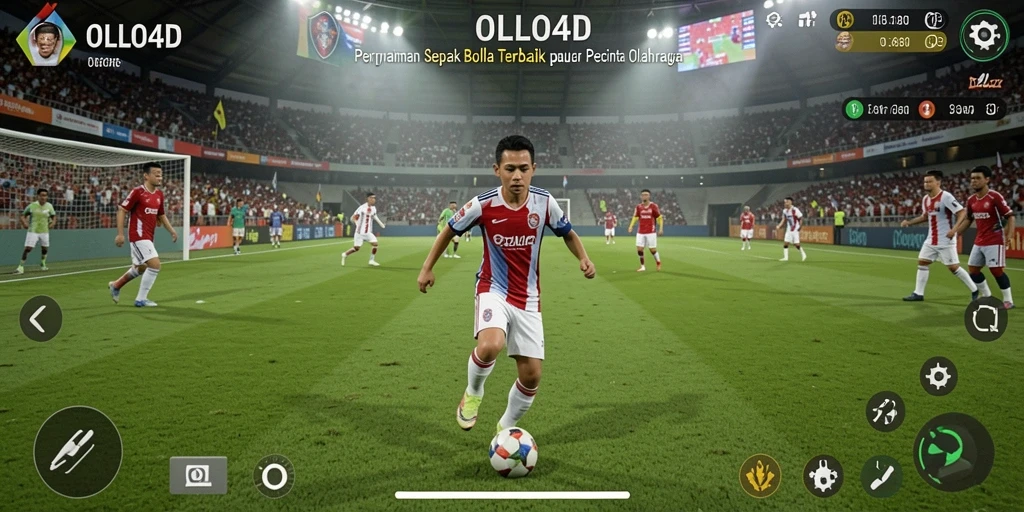 Screenshot utama OLLO4D menampilkan momen seru dalam sepak bola.