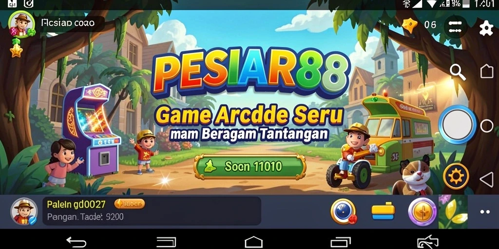 Screenshot utama PESIAR88 menunjukkan keseruan gameplay Arcade.
