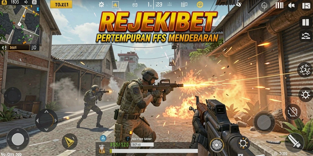 Gameplay REJEKIBET yang mendebarkan dengan aksi tembak-menembak intens.