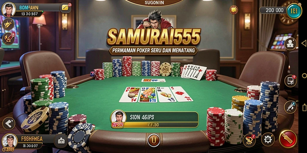 Tampilan gameplay poker yang seru dan menarik dari SAMURAI555.