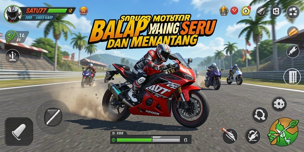 Gameplay seru dari SATU77 saat balapan motor.