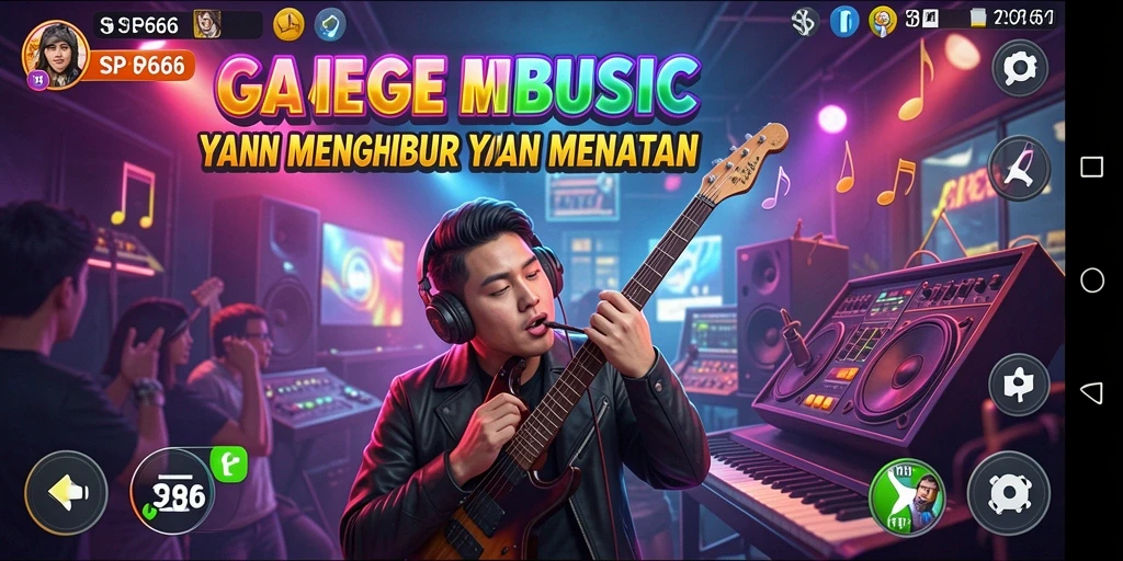 Gameplay SP666 menampilkan tantangan musik yang seru.
