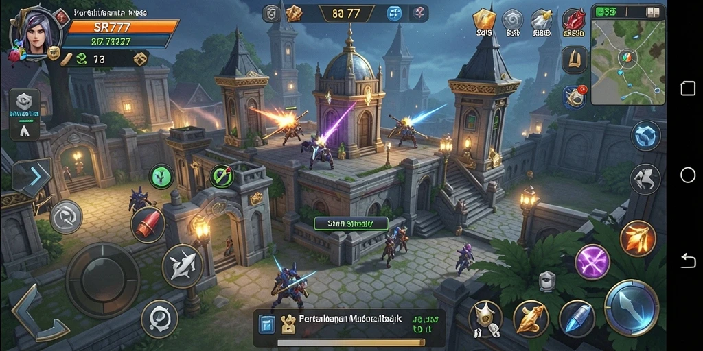 Tangkapan layar gameplay menunjukkan serangan menara yang mendebarkan.
