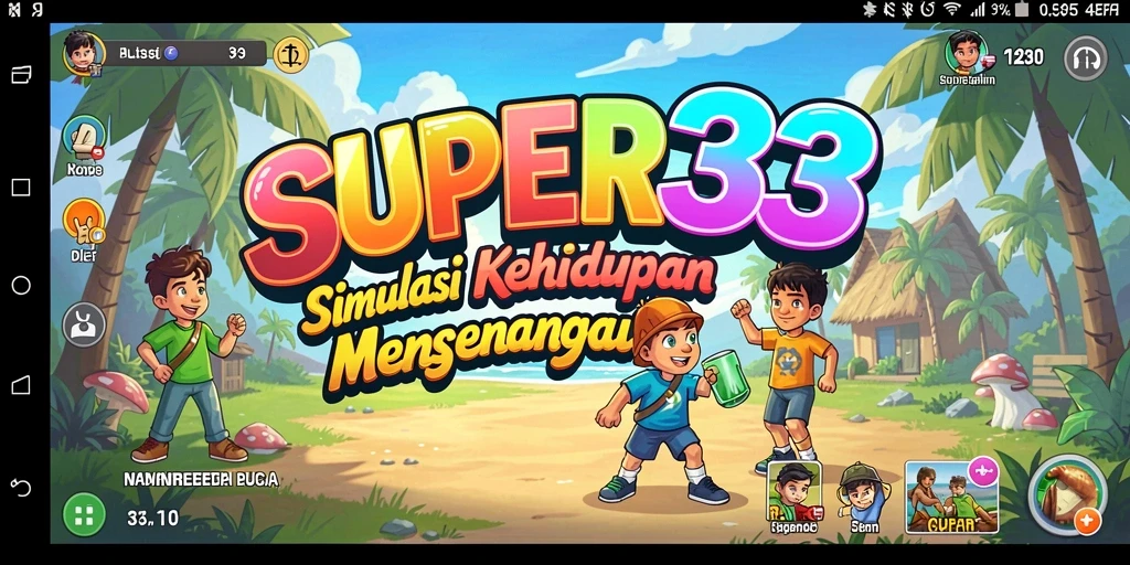 Tangkapan layar gameplay SUPER33 yang menunjukkan keseruan simulasi kehidupan.