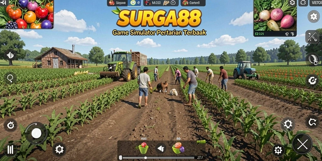 Tangkapan layar utama SURGA88 yang menunjukkan gameplay bertani yang seru.