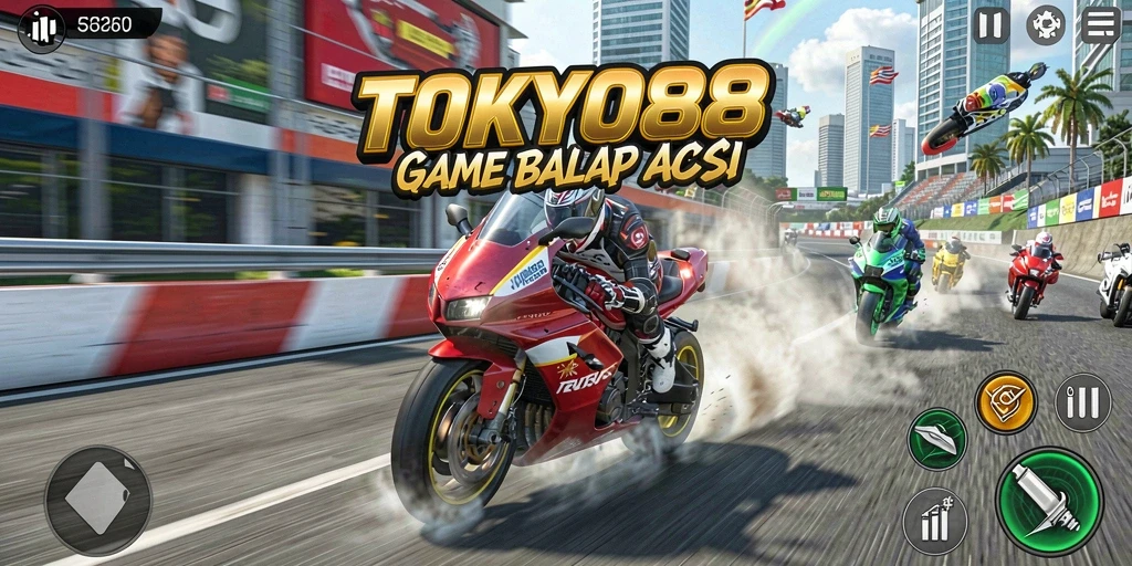 Gameplay seru dari TOKYO88 saat pemain beraksi di trek balap.