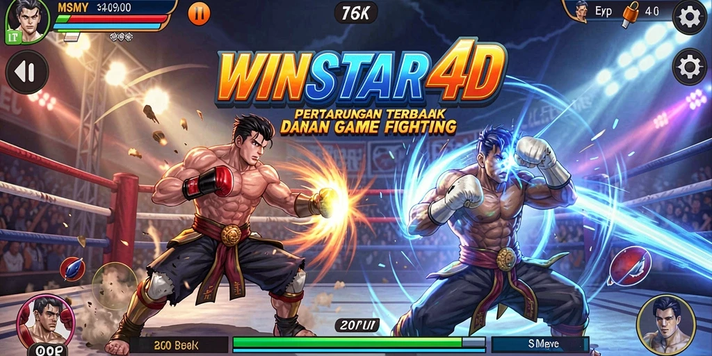 Screenshot gameplay dari <strong>WINSTAR4D</strong> menampilkan aksi pertarungan yang mendebarkan.