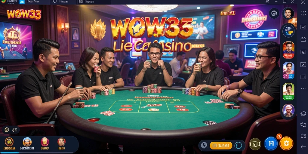 Tampilan gameplay WOW33 dengan dealer langsung yang interaktif dan real-time.